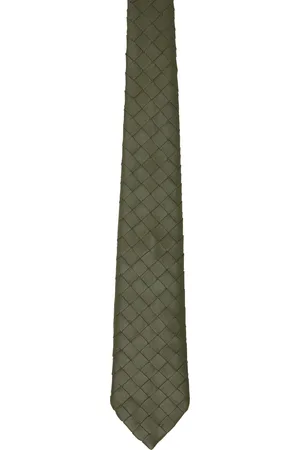 Bottega Veneta Khaki Intrecciato Leather Tie