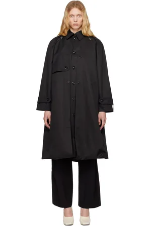 Rokh Black Balloon Shape Buttoned Trench Coat