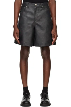 SYSTEM Black Lined Faux-Leather Shorts