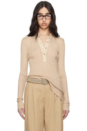 Totême Beige Half-Placket Knit Long Sleeve Polo