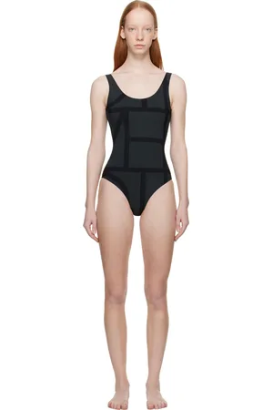 Totême Black Monogram One-Piece Swimsuit