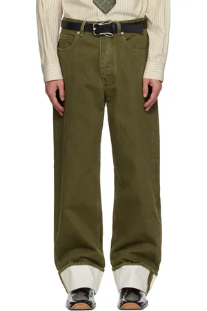 Bottega Veneta Khaki Colored Turned Up Jeans