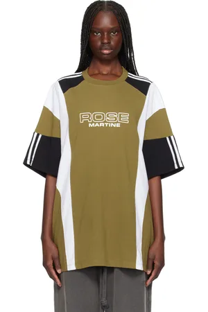MARTINE ROSE Green & White Oversized Panelled T-shirt