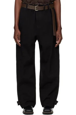 SYSTEM Black Cotton Binded Cargo Pants