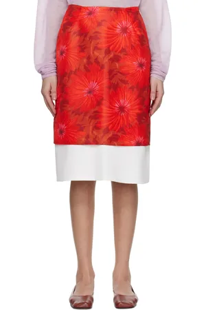 WALES BONNER Red & Off-White Triumph Midi Skirt