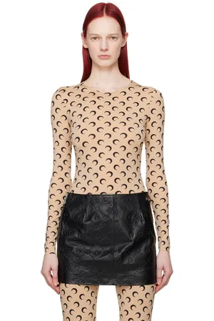 Marine Serre Beige All Over Moon Long Sleeve T-Shirt