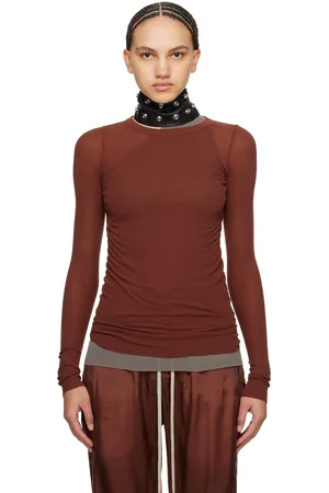 Rick Owens Burgundy Crewneck Long Sleeve T-Shirt