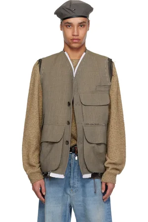Maison Margiela Brown Sleeveless Wool Vest