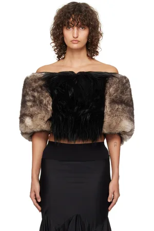Vaquera Brown & Black Shrug Faux-Fur Cardigan