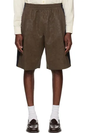 SYSTEM Brown Side Detail Faux-Suede Shorts