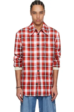 Bottega Veneta Red & White Structured Cotton Check Jacket