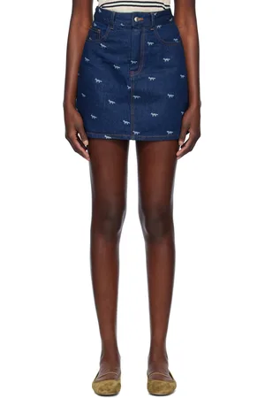 Maison Kitsuné Blue Laser-Printed Denim Miniskirt