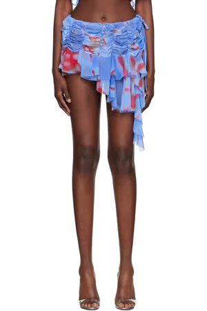 ESTER MANAS Blue Ruched Miniskirt