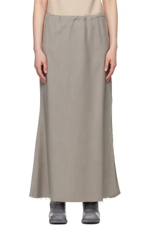 GABRIELA COLL GARMENTS Gray No.290 Summer Wool Slit Midi Skirt