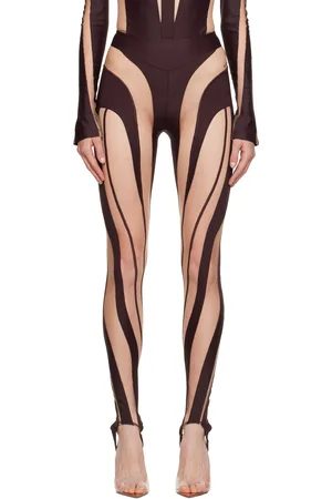 MUGLER Burgundy Spiral Leggings