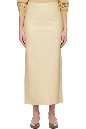 The Row Beige Berth Leather Maxi Skirt