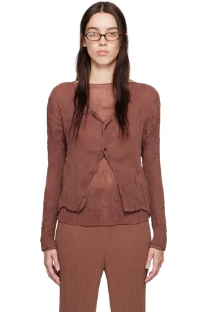 Issey Miyake Brown Chiffon Twist 2 Cardigan