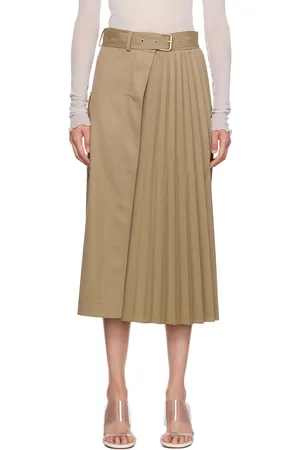 LVIR Tan Belted Midi Skirt