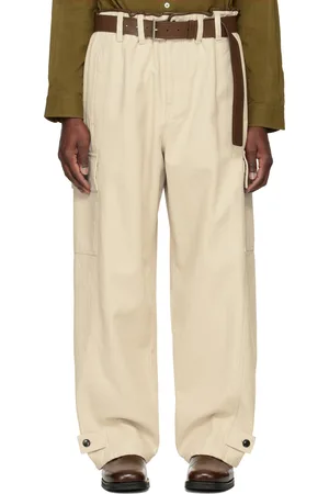 SYSTEM Off-White Cotton Binded Cargo Pants