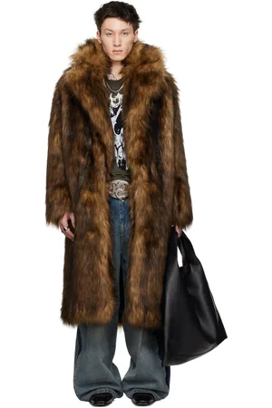 LU’U DAN Brown Racoon Faux-Fur Coat