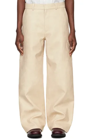 SYSTEM Beige Faux Leather Cargo Pants