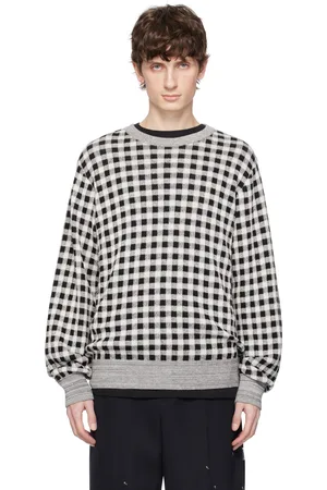 Takahiromiyashita The Soloist Gray & Off-White Regular Fit Jacquard Crew Neck Sweater