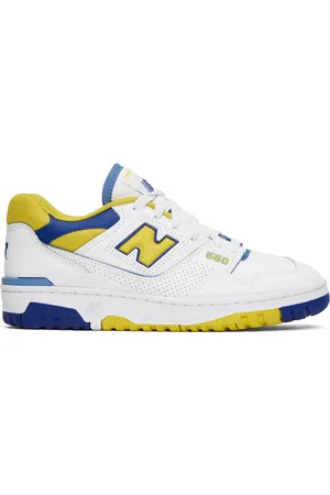 New Balance White & Yellow 550 Sneakers