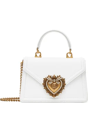 Dolce & Gabbana White Small Smooth Calfskin Devotion Bag