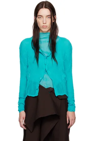 Issey Miyake Blue Chiffon Twist 2 Cardigan