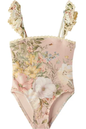 ZIMMERMANN Kids Pink Waverly Trim One-Piece Swimsuit