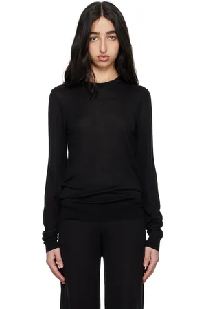 Totême Black Fine Crew-Neck Knit Sweater