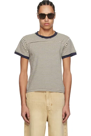 Carter Young Beige & Navy Striped Football T-shirt
