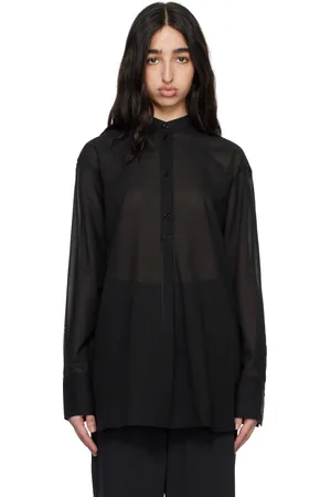 Totême Black Stand-Collar Shirt