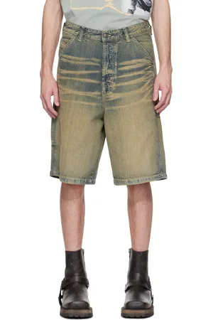 Diesel Beige & Blue D-Livery-Short Denim Shorts