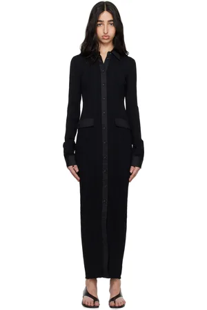 Totême Black Knitted Shirt Maxi Dress