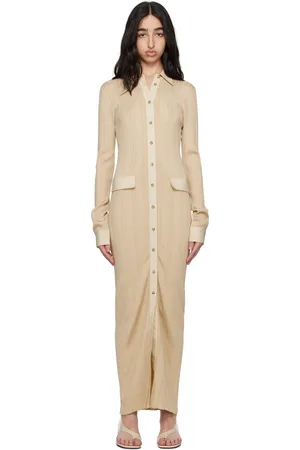 Totême Beige Knitted Shirt Maxi Dress