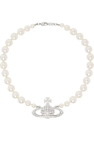 Vivienne Westwood Silver & White One Row Faux-Pearl Bas Relief Choker