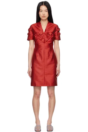 J.KIM Red Smocked Flower Minidress