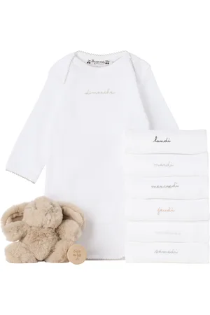 BONPOINT Baby White & Beige Weekly Onesies Mixed Set