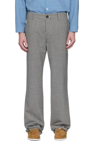 Marni Black & White Wool Blend Gingham Trousers