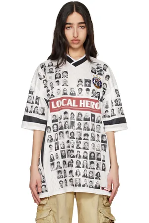 MARTINE ROSE White & Black Printed Football T-shirt
