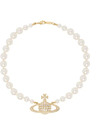 Vivienne Westwood Gold & White One Row Faux-Pearl Bas Relief Choker