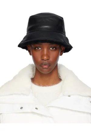 YVES SALOMON Black Curly Merino Reversible Bucket Hat