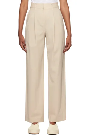 THEORY Beige Pleated Trousers