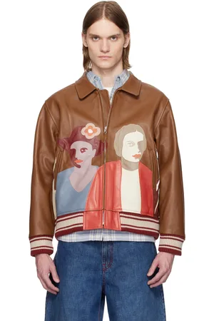 KIDSUPER STUDIOS Patchwork Portraits Leather Varsity Jacket