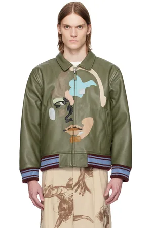 KIDSUPER STUDIOS Patchwork Face Leather Varsity Jacket
