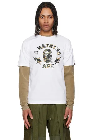BAPE White 1st Camo Crazy Sta College T-shirt