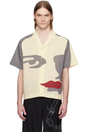 KIDSUPER STUDIOS Off-White Patchwork Face Linen Camp Shirt