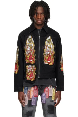 Who Decides War Black Flame Glass Trucker Jacket