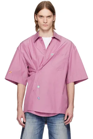 MARTINE ROSE Purple S/S Boxy Wrap Shirt